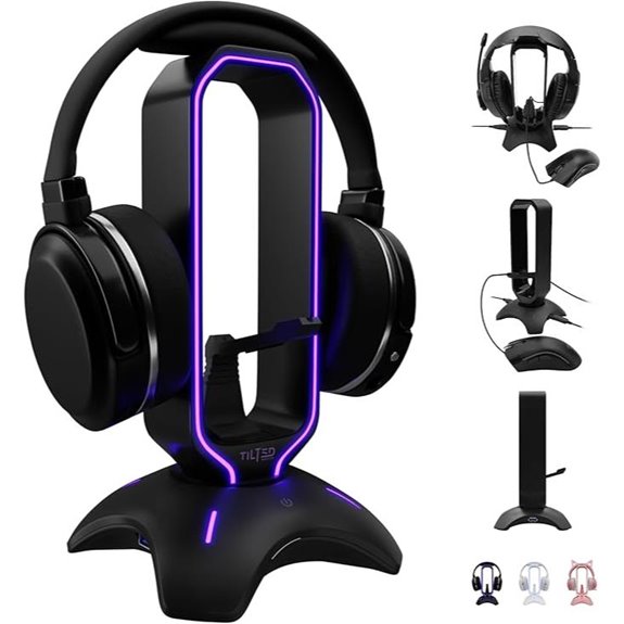 Tilted Nation Gaming Headset Stand with USB Hub