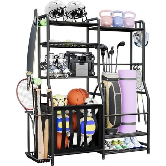 Garage Sports Equipment Organizer with Storage Bins