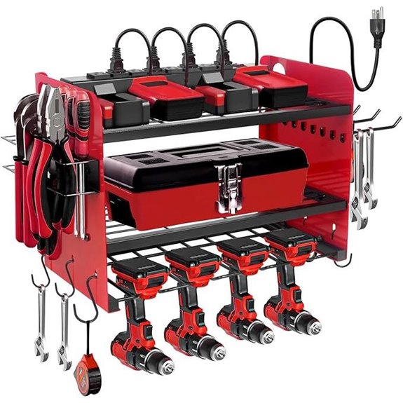 Garden Power Tool Organizer with Charging Station