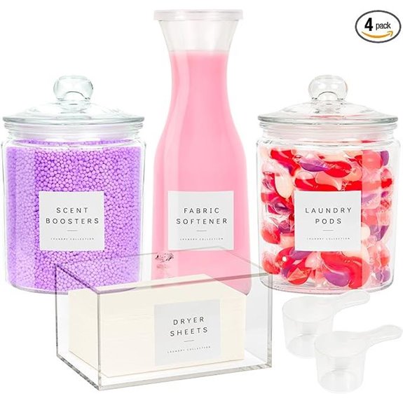 Glass Laundry Storage Set with Jars and Labels