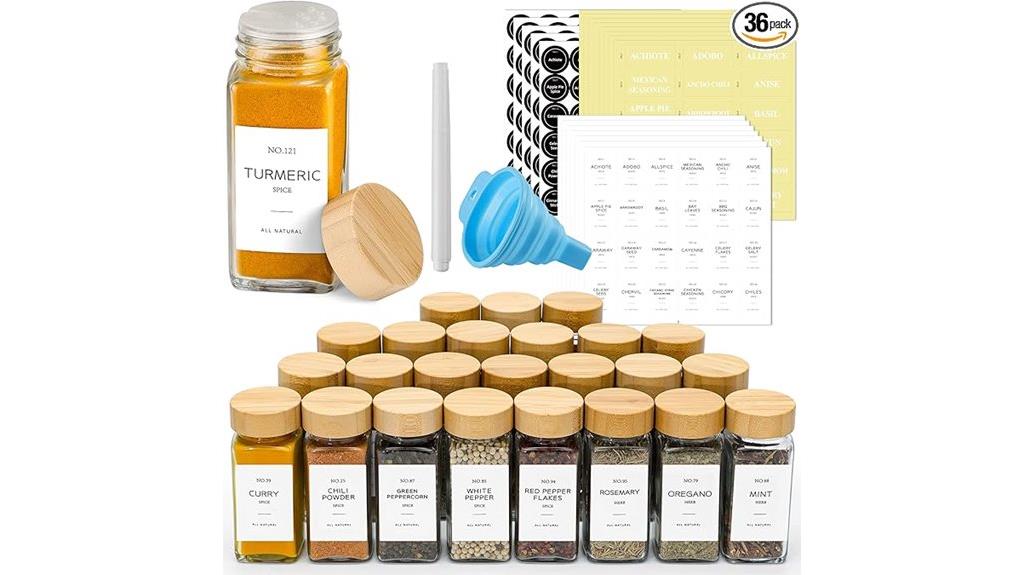 glass spice jars set