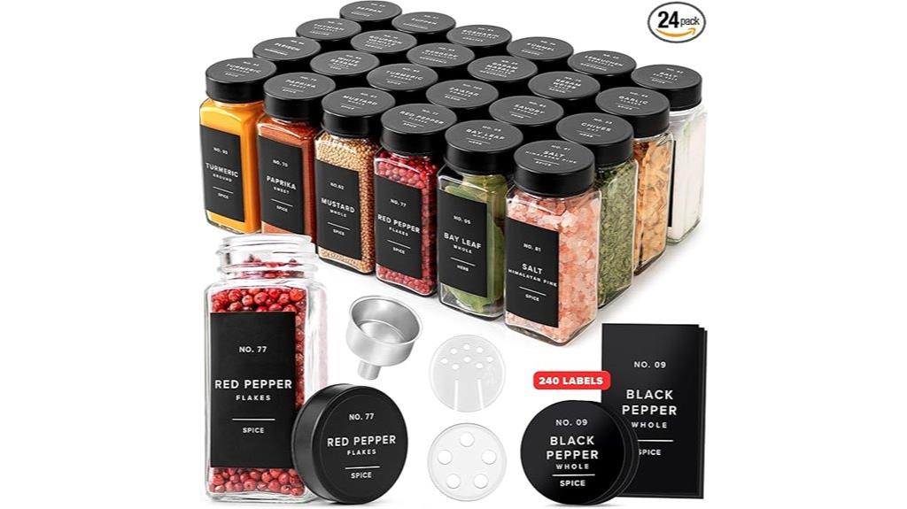 glass spice jars with labels