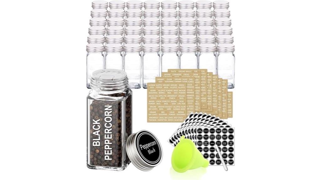 glass spice jars with labels