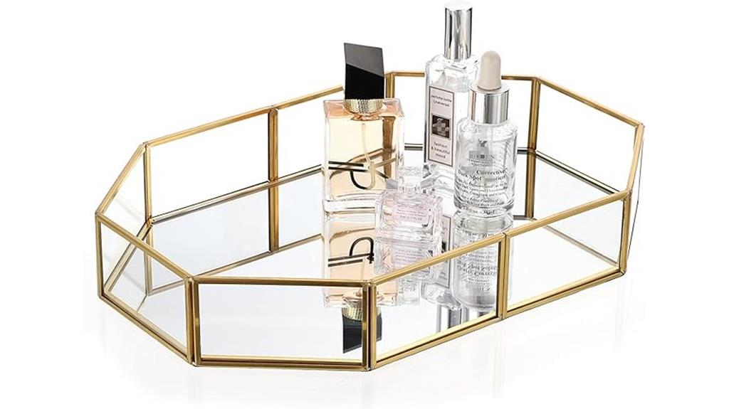 gold glass mirror tray