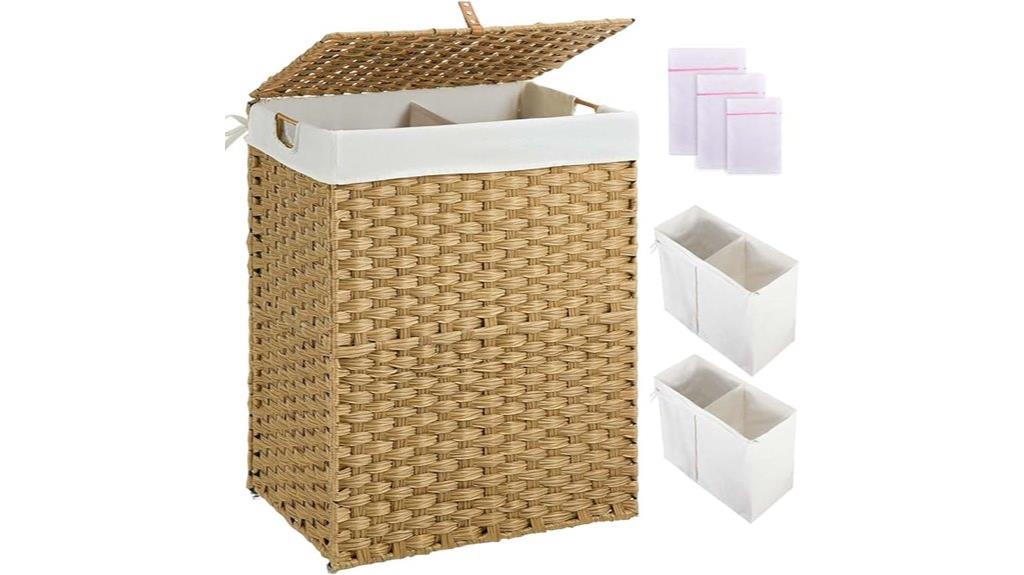 green wicker hamper with lid