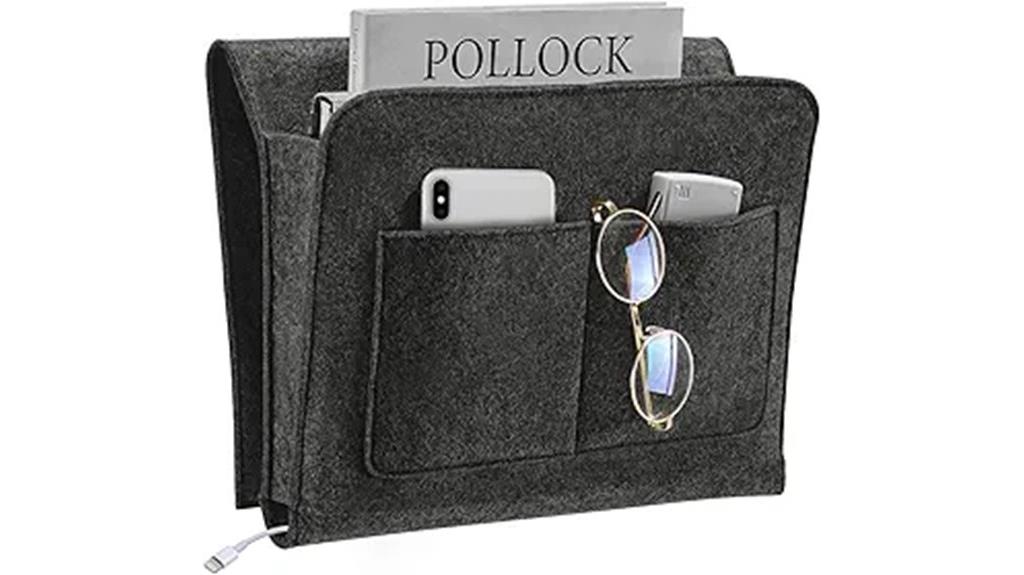 grey bedside storage organizer