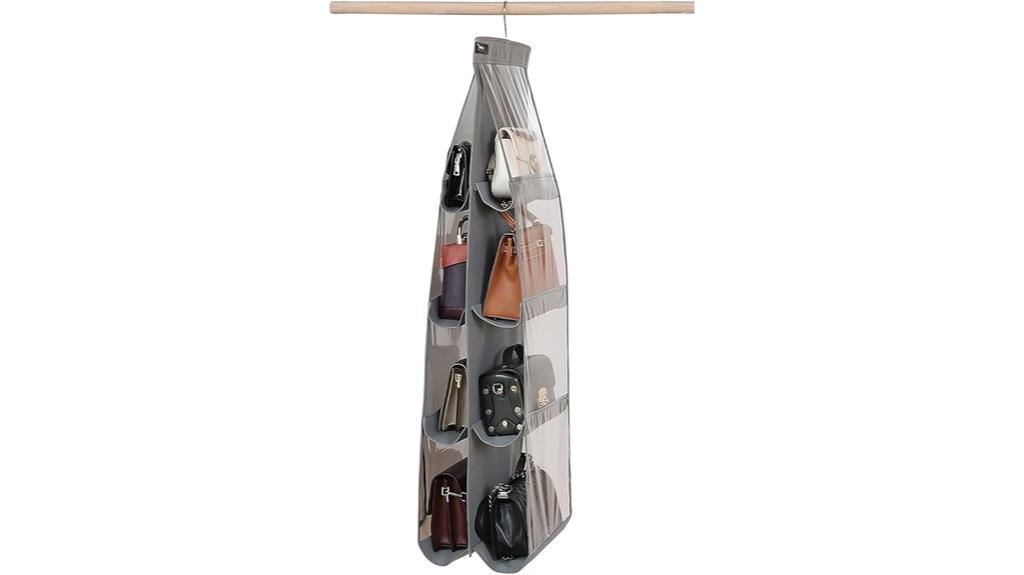 grey purse storage organizer