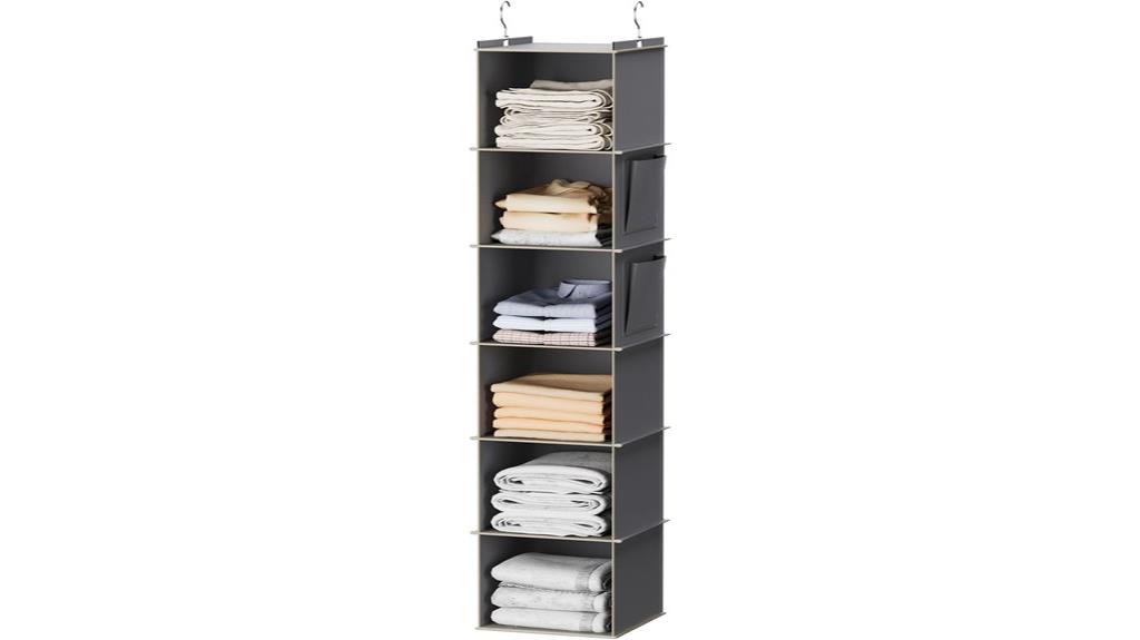 hanging six shelf closet storage