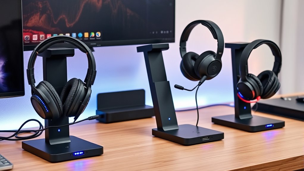 headset stand features