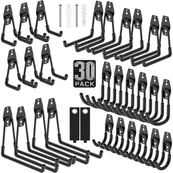 Heavy Duty Garage Hooks with Anti-Slip Coating (30 Pack)
