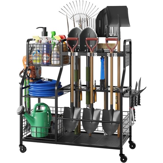 Keomaisyto Garden Tool Organizer with Heavy Duty Wheels