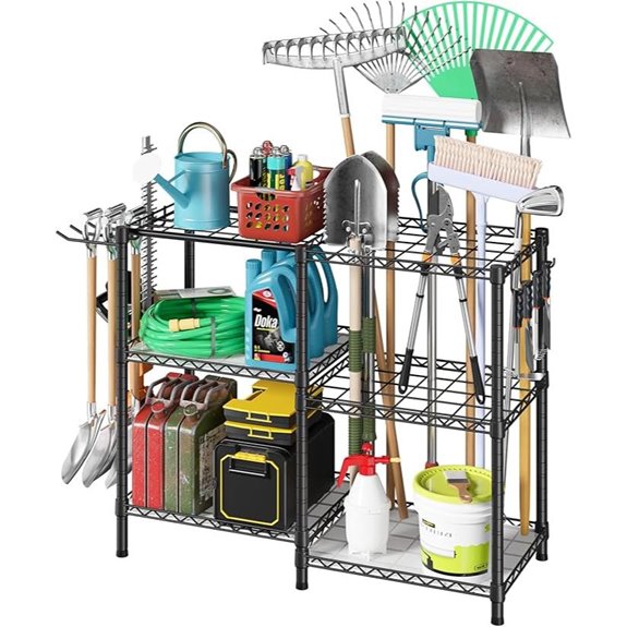 T3 Heavy Duty Garden Tool Organizer with Shelves