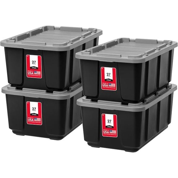 IRIS 27-Gallon Heavy Duty Lockable Storage Tubs (4 Pack)