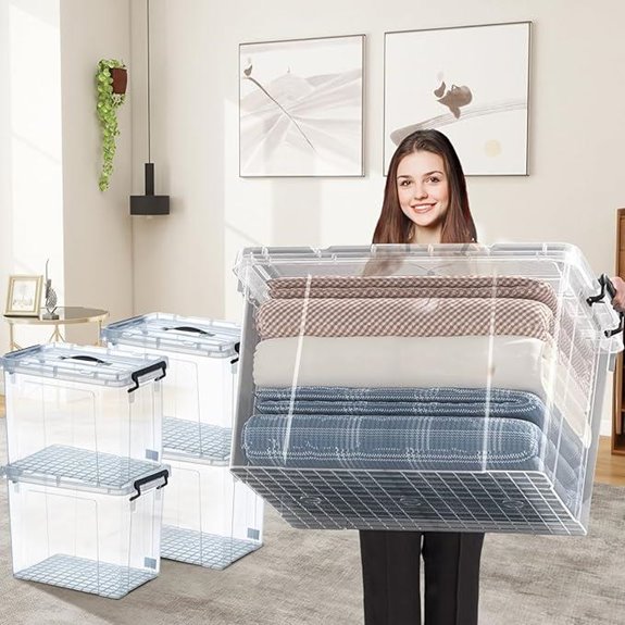 Heavy-Duty Clear Stackable Storage Bins (4-Pack)