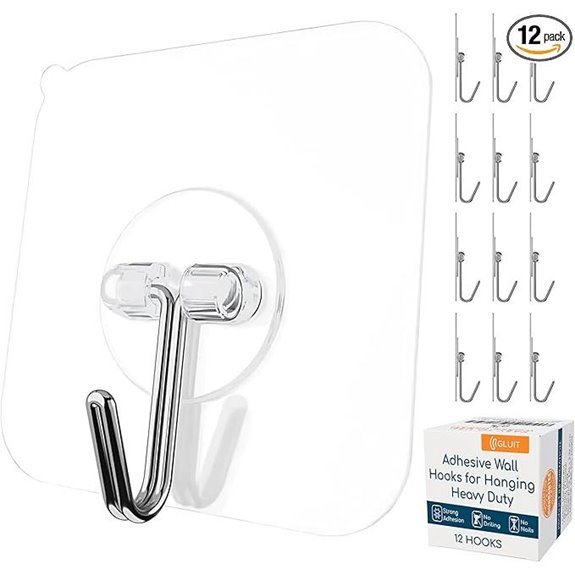GLUIT Heavy Duty Adhesive Wall Hooks (12 Pack)