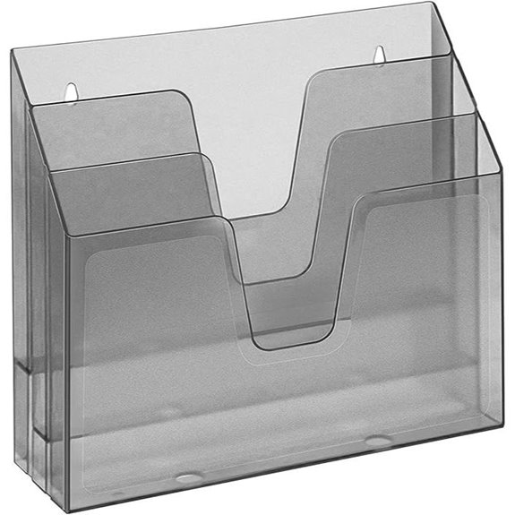 Acrimet Horizontal Triple File Folder Holder Organizer (Smoke Color)