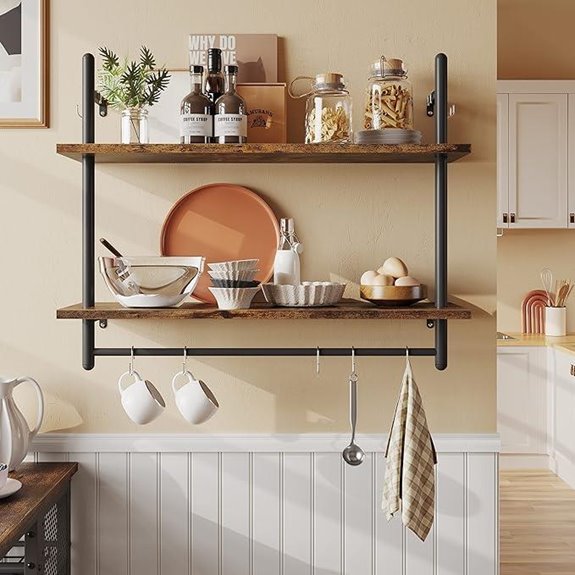 Bestier Industrial Pipe Shelf with Towel Bar