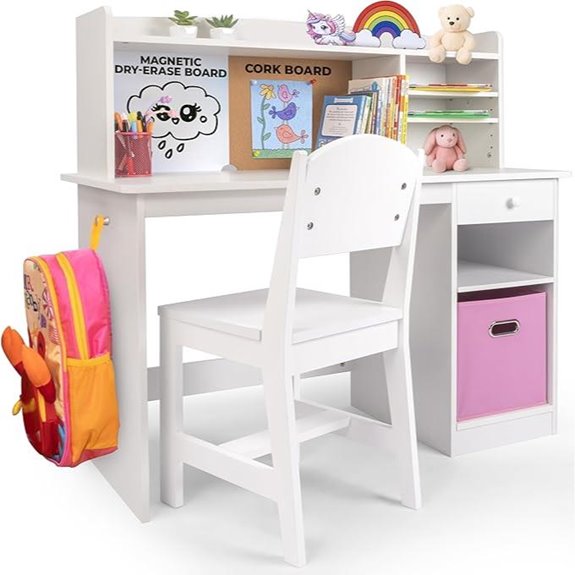 Kids Study Desk and Chair Set with Storage