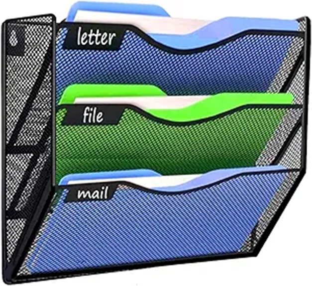 Kuntine.B Wall File Organizer 3-Tier Black