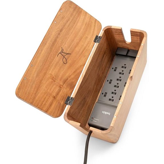 Large Acacia Wood Cable Management Box