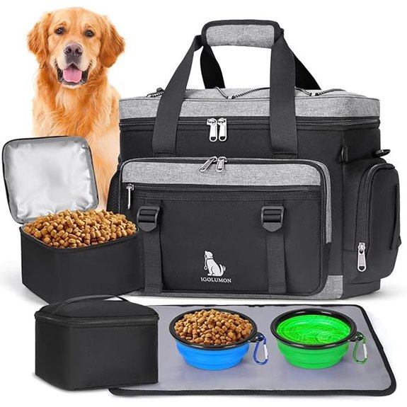 IGOLUMON Large Dog Travel Bag with Food & Accessories