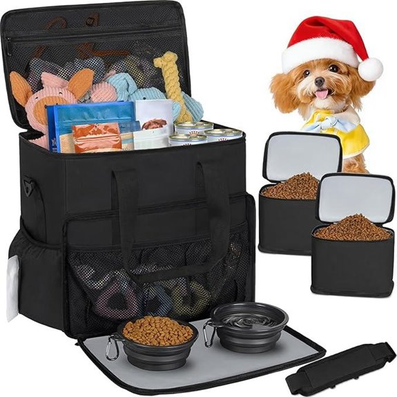 TORIBIO Large Dog Travel Bag with Food Containers