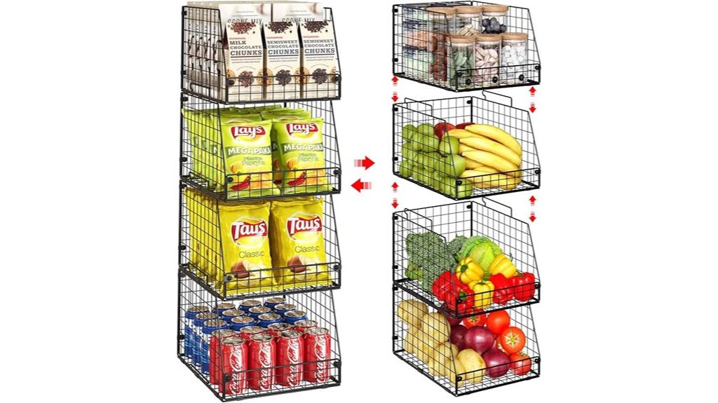 large stackable wire baskets