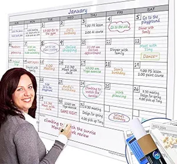 Dry Erase Monthly Wall Calendar 38 x 50 Jumbo Whiteboard