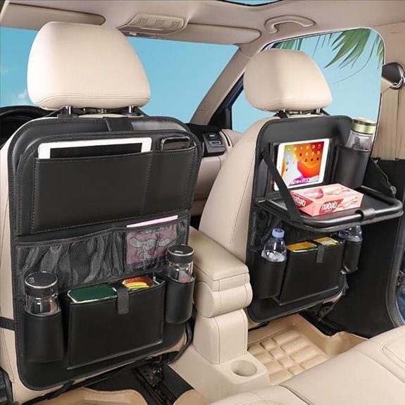 Leather Car Organizer with Tablet & Storage Pockets