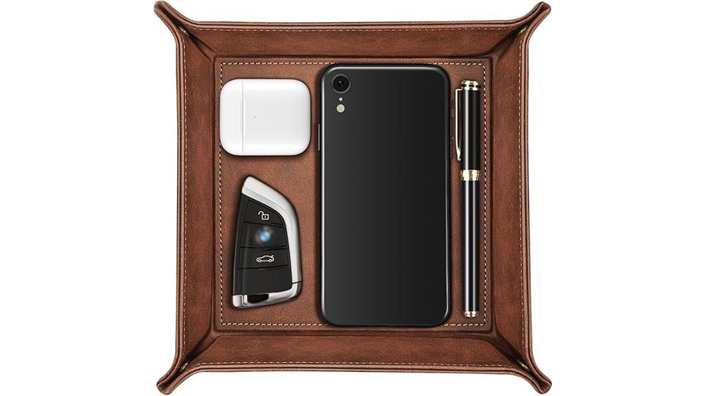 leather desktop valet tray
