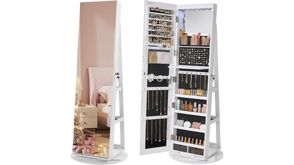led lit swivel jewelry cabinet