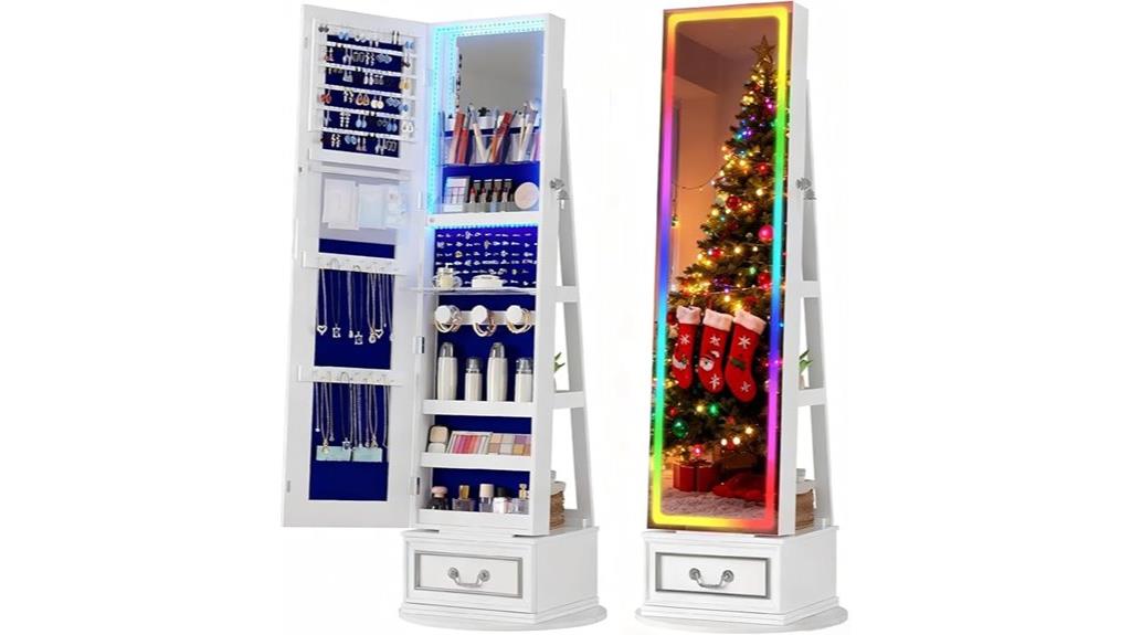 led mirror jewelry cabinet