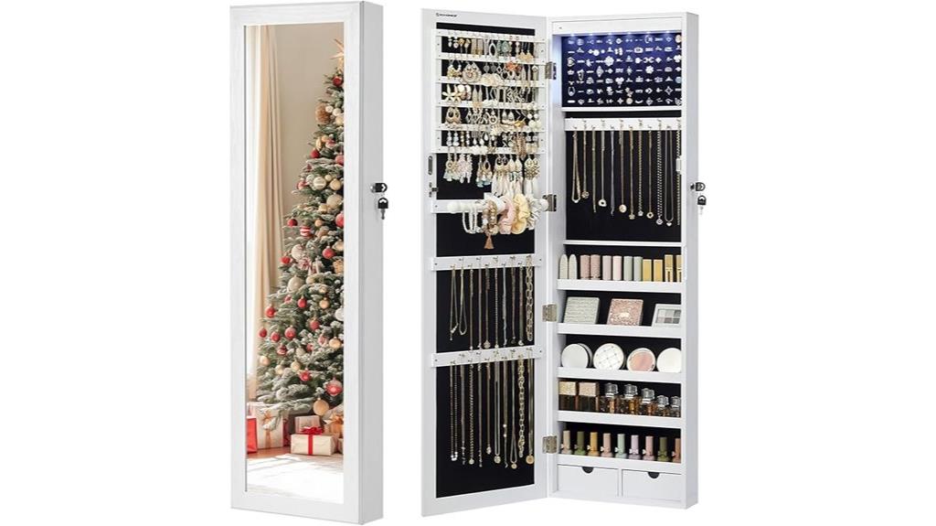 led mirror jewelry cabinet