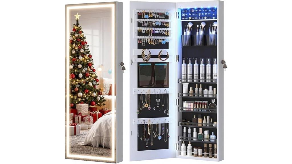 led mirror jewelry cabinet