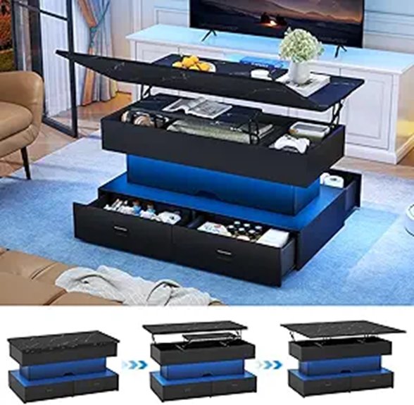 40 Lift Top Coffee Table with Storage and Drawers