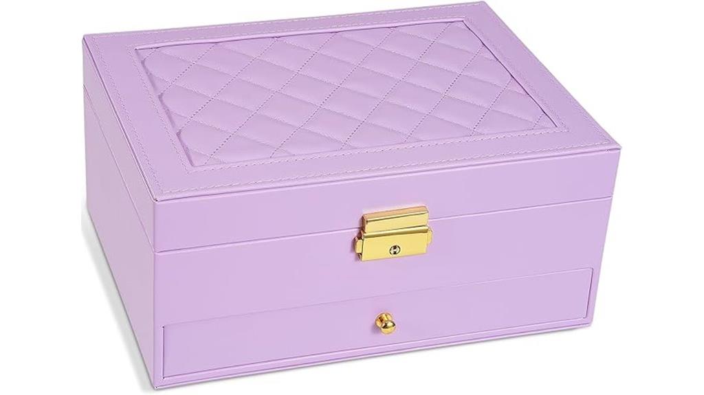 light purple quilted jewelry box
