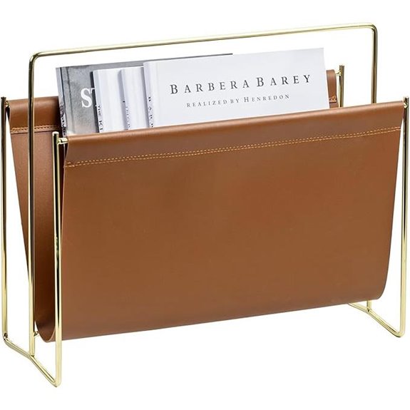 MyGift Magazine Holder Floor Rack with Leatherette Finish