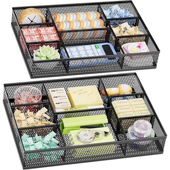 Marbrasse 2 Pack Mesh Drawer Organizer with Dividers