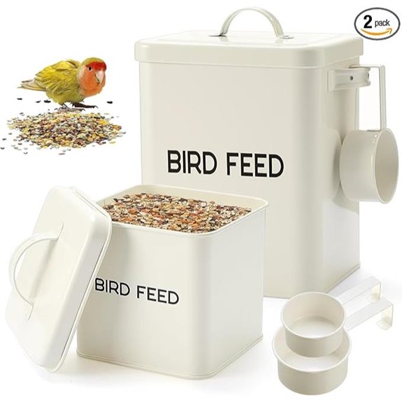 Metal Bird Seed Container with Scoop (2 Pack)
