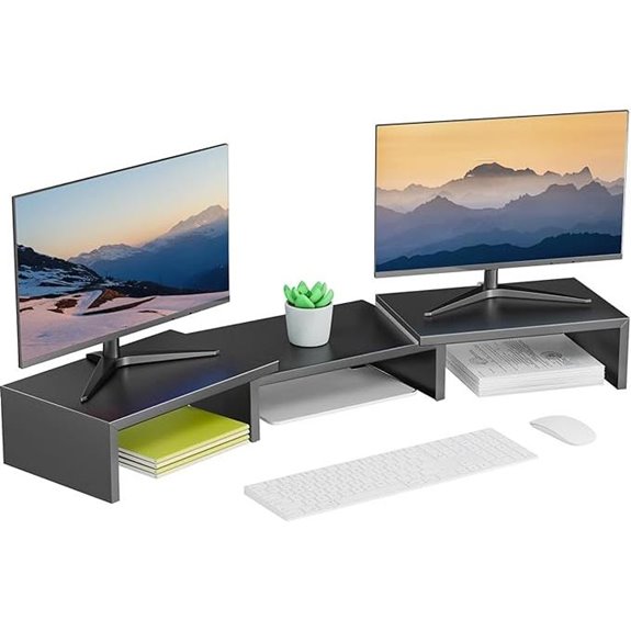 Dual Monitor Metal Desk Stand and Organizer