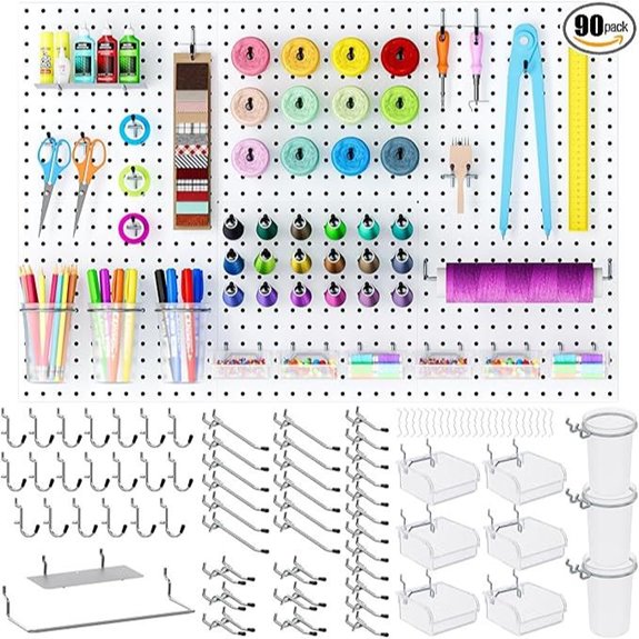 INCLY 90PCS Metal Peg Board Wall Organizer Kit