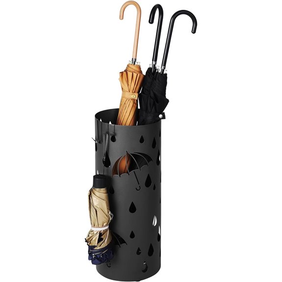 SONGMICS Metal Umbrella Stand with Hooks and Tray