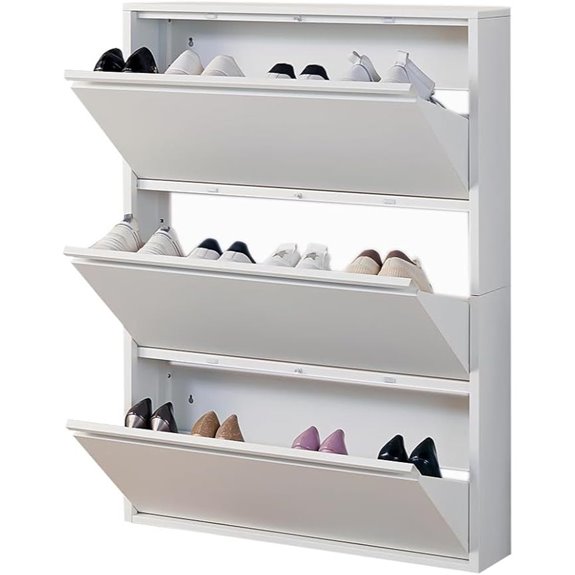 Wall-Mount Metal Shoe Storage Cabinet with 3 Drawers
