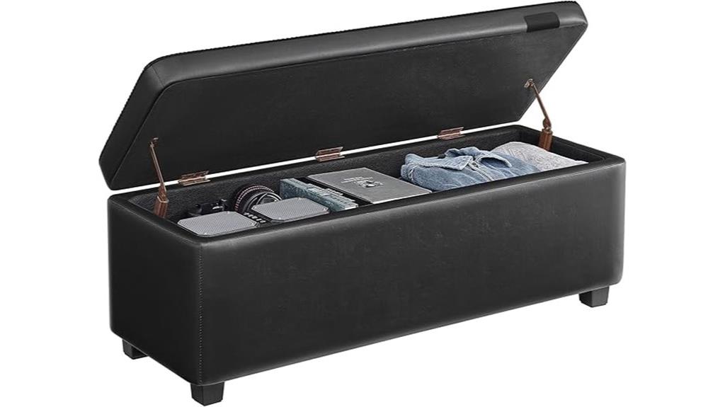 mid century black storage ottoman