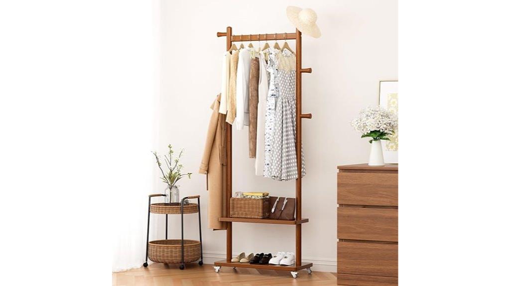 mobile wooden coat organizer