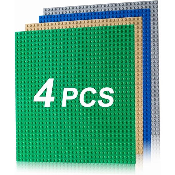 4-Pack Multicolored Building Baseplates for Bricks