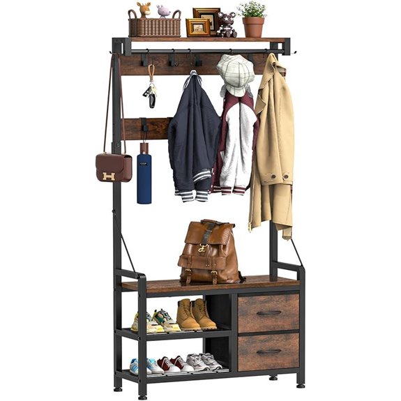 Lulive 5-in-1 Entryway Bench with Coat Rack