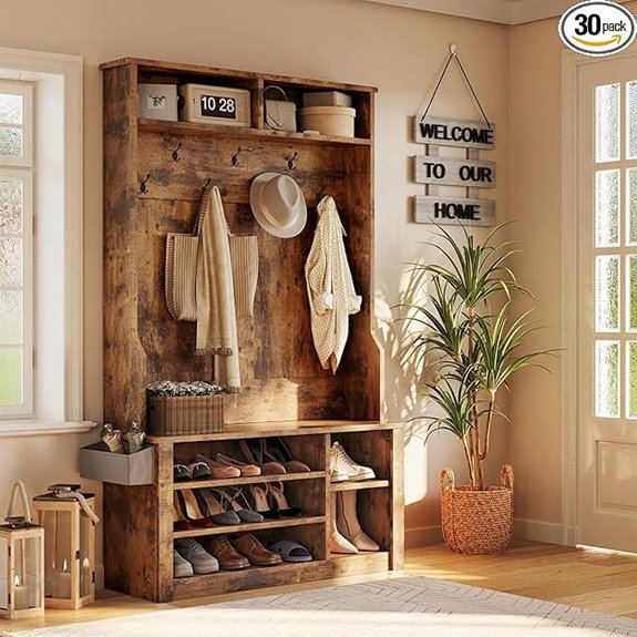 Aiho 3-in-1 Entryway Hall Tree with Bench and Storage