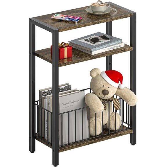Yoobure Narrow Side Table with Storage Basket