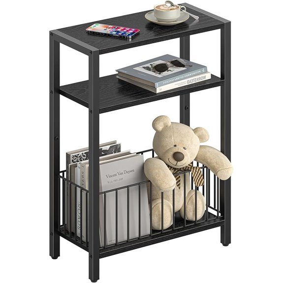Yoobure Narrow Side Table with Storage Basket